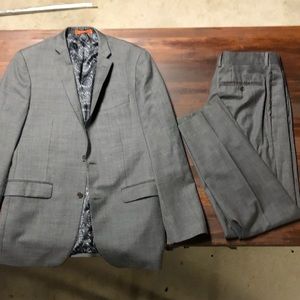 Gray suit.